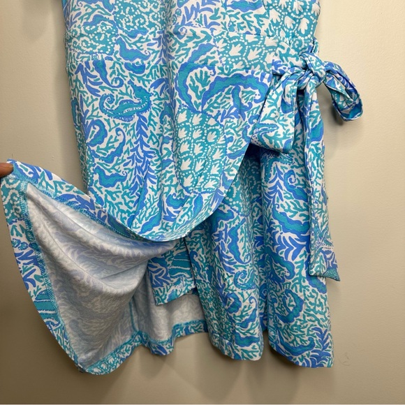 Lilly Pulitzer Sailynn Blue Whte Puff Sleeve Wrap Romper Size M NWT MSRP $168 - Picture 4 of 12